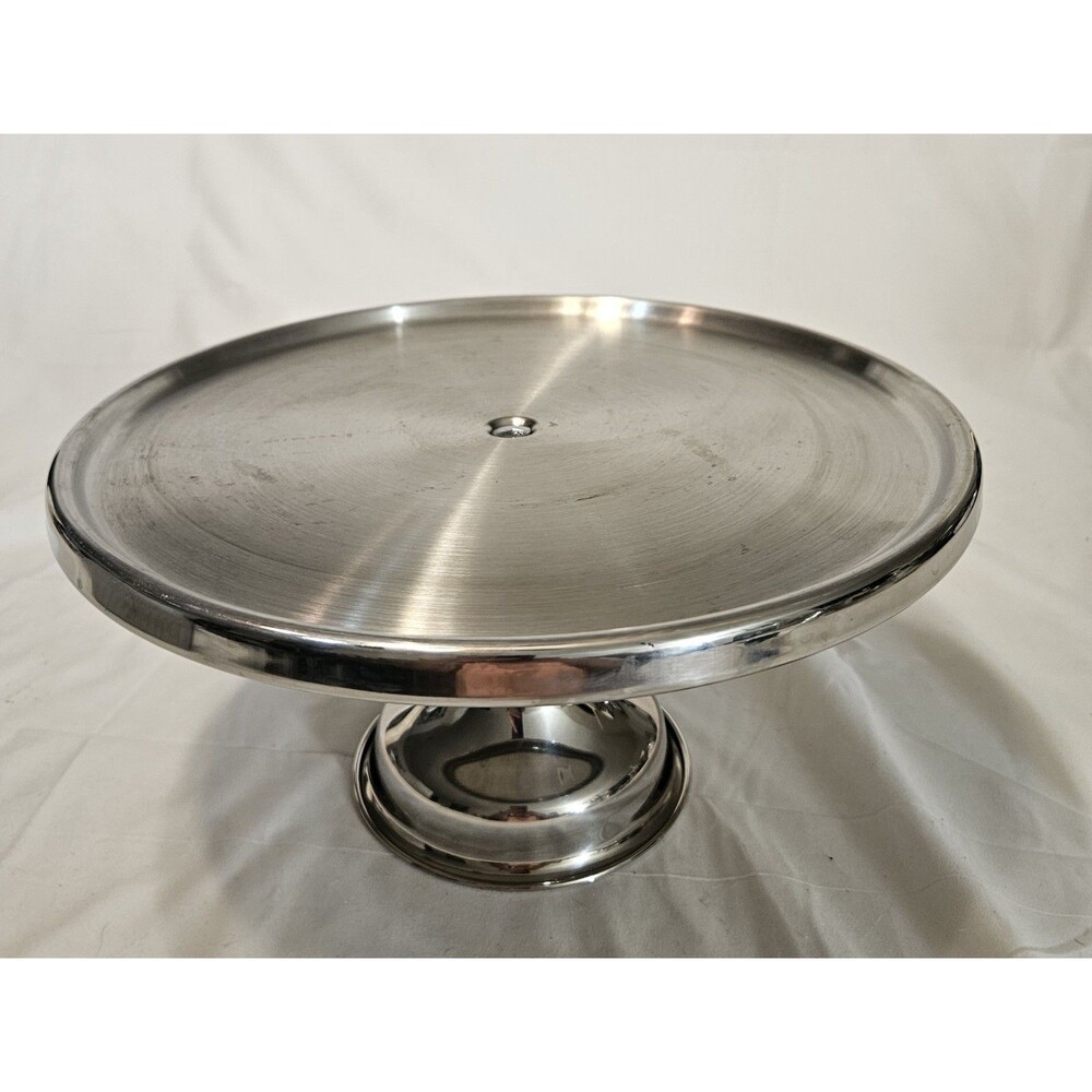 Commercial Grade Stainless Steel Silver 13" Cake Stand Disassembles for Storage